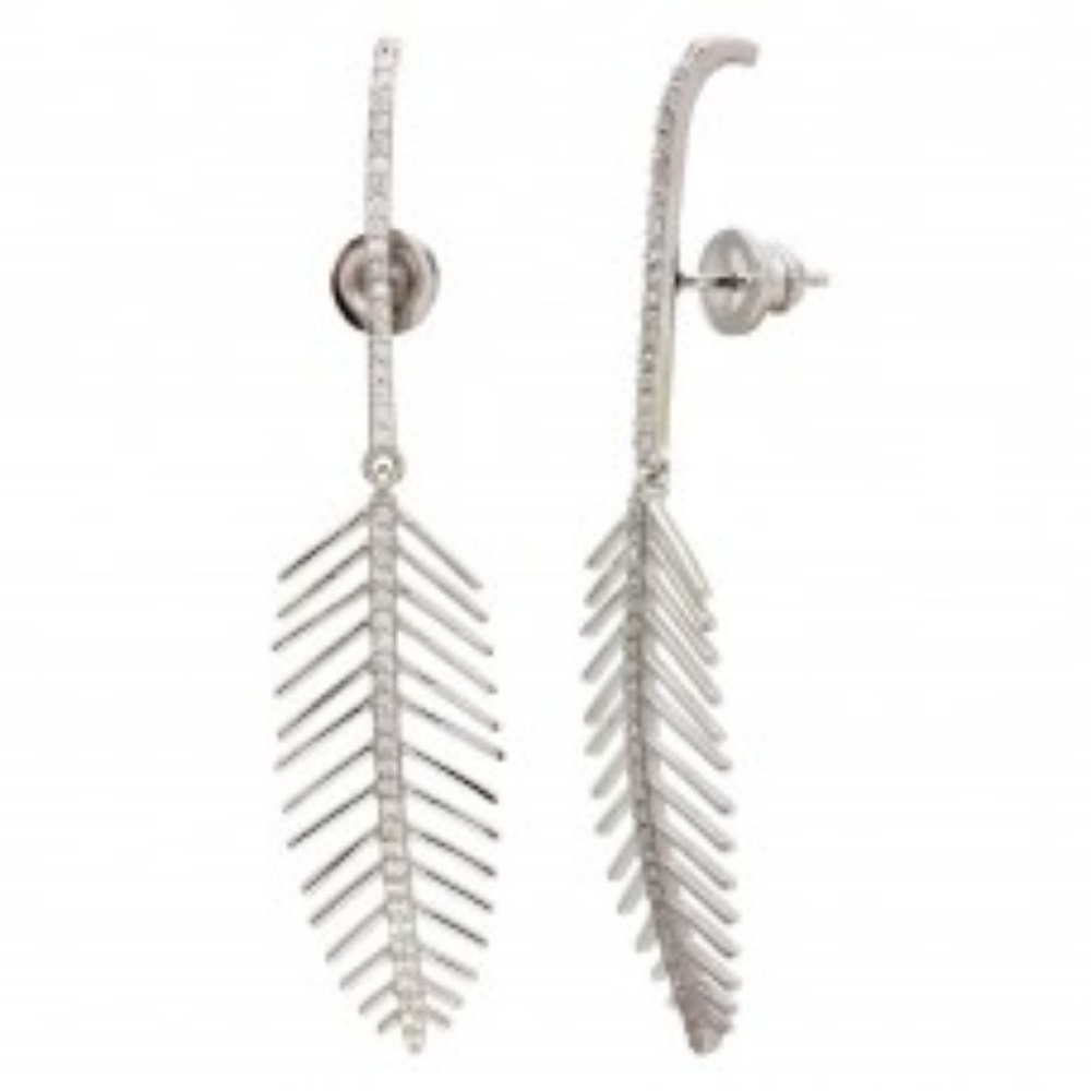 sterling silver 925 rotheum plated dangling leaf